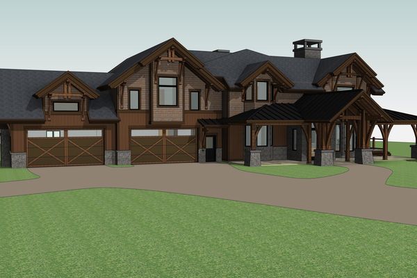 Okotoks-Home-Alberta-Canadian-Timberframes-Design-Front-Left-Perspective